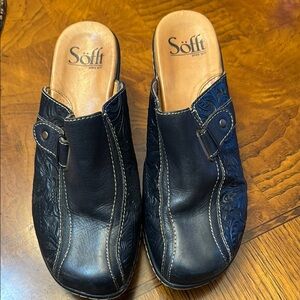 Söfft Navy blue Leather slip on mules size 6.5 only worn inside to try on.